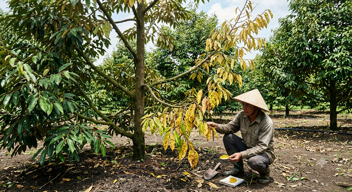 Các nguyên nhân chính khiến cây sầu riêng bị vàng lá